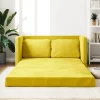 vidaXL Soffor>Golvbäddsoffa 2-i-1 mörkgul 122x204x55 cm sammet