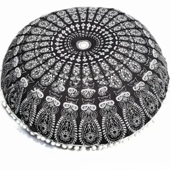 BRONZE Sittpuffar>Golvkudde Örngott Rund Bomull Kuddfodral 80cm Bekväm Dekorativ Heminredning Svart