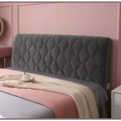 Sängar>Grå 160cm Dubbel Sammet Sänggavel Överdrag för Dubbel/Enkelsäng, H