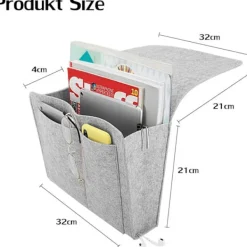 Sängar>Grå soffa sängficka - halkfri filtficka sängbord väska för böcker, tidningar, iPad, mobiltelefon, fjärrkontroll grå, hängande ficka sängförvaring