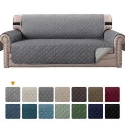 Soffor>Grå, tre-sits vattentät sofföverdrag med dragsko, maskin