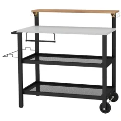 Northix Köksö>Grillvagn med fällbord & krokar & handdukshållare & soppåshållare grillbord