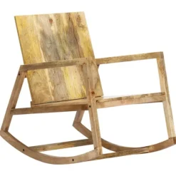 vidaXL Fåtöljer>Gungfåtölj brun äkta läder och massivt mangoträ