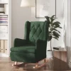 vidaXL Fåtöljer>Gungfåtölj med ben i massivt gummiträ mörkgrön tyg