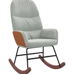 vidaXL Fåtöljer>Gungstol ljusgrå sammet