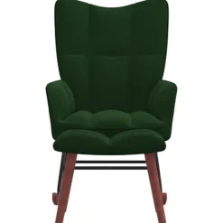 vidaXL Fåtöljer>Gungstol med fotpall mörkgrön sammet