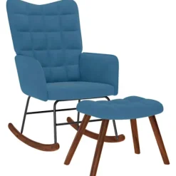 vidaXL Fåtöljer>Gungstol med pall blå sammet