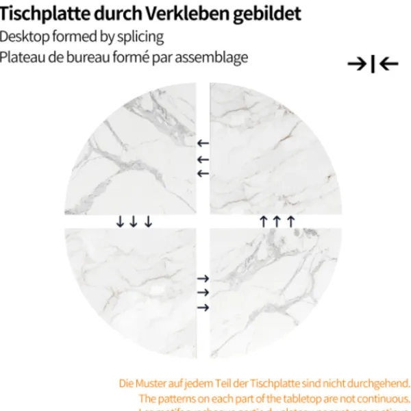 Matbord>Gyllene runt matbord med marmorskiva – multifunktionellt bord för kök och vardagsrum