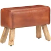 vidaXL Pallar>Gymbänk 58 cm brun äkta skinn och massivt mangoträ