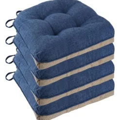 Stolar>Halksäkra Stolsdynor för Matstolar, Set om 4, 46*43*9cm Sittdyna med Band