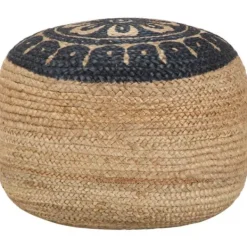 vidaXL Sittpuffar>Handgjord sittpuff blå 45x30 cm jute