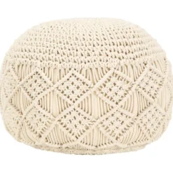 vidaXL Sittpuffar>Handgjord sittpuff makramé 45x30 cm bomull
