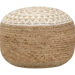 vidaXL Sittpuffar>Handgjord sittpuff vit 45x30 cm jute