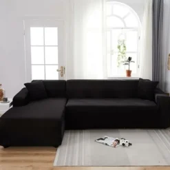 Soffor>Heltäckande vattentätt överdrag i enfärg, stretchtyg, svart, 90-140 cm