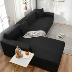 Soffor>Heltäckande vattentätt överdrag i enfärg, stretchtyg, svart, 90-140 cm