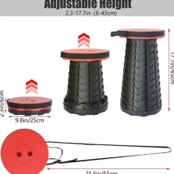 BraVärde Stolar>Heta Bärbara Pallen Fällbara Stolar, Fällstol för Camping med Justerbar Höjd och Lättviktig och Bärbar Design, Uppgraderad Fällpall