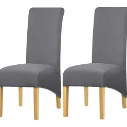 ATELA Stolar>Hög rygg Stolöverdrag Stretch Spandex Tyg Cover Cover för Hem Matsal Kök Bankett Hotell Vin 2 stycken (grå)