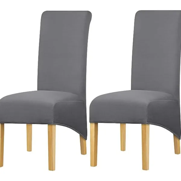 ATELA Stolar>Hög rygg Stolöverdrag Stretch Spandex Tyg Cover Cover för Hem Matsal Kök Bankett Hotell Vin 2 stycken (grå)