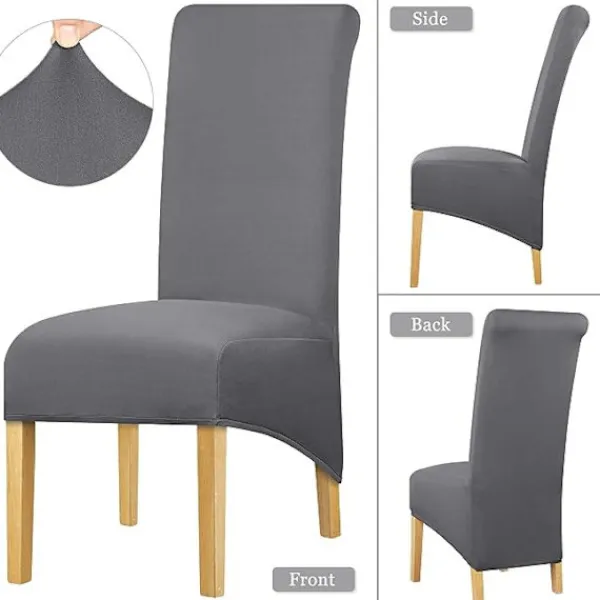 ATELA Stolar>Hög rygg Stolöverdrag Stretch Spandex Tyg Cover Cover för Hem Matsal Kök Bankett Hotell Vin 2 stycken (grå)