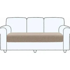 Soffor>Högkvalitativt Stretch Sofföverdrag, Dynöverdrag, Tvättbart Soffsäte (3-sits, Khaki)