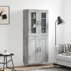 vidaXL Skåp>Högskåp betonggrå 69,5x34x180 cm konstruerat trä