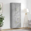 vidaXL Skåp>Högskåp betonggrå 69,5x34x180 cm konstruerat trä