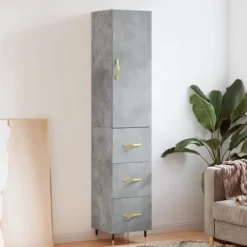 vidaXL Skåp>Högskåp betonggrå 34,5x34x180 cm konstruerat trä