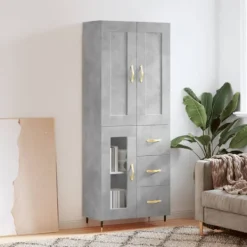 vidaXL Skåp>Högskåp betonggrå 69,5x34x180 cm konstruerat trä