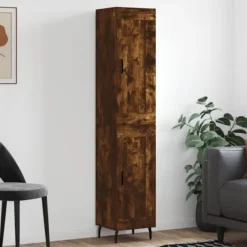 vidaXL Skåp>Högskåp rökfärgad ek 34,5x34x180 cm konstruerat trä