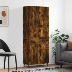 vidaXL Skåp>Högskåp rökfärgad ek 69,5x34x180 cm konstruerat trä