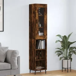 vidaXL Skåp>Högskåp rökfärgad ek 34,5x34x180 cm konstruerat trä