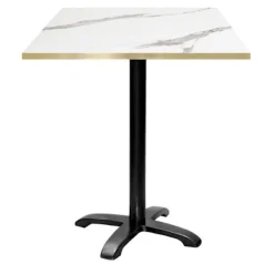 Matbord>Högt bord 70 x 70 cm - Bazila modell marmor med mässingskanter