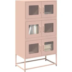 vidaXL Skåp>Highboard rosa 68x39x123 cm stål