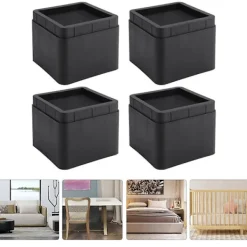 Sängar>Hållbara Stapelbara Sängförhöjare 4STK Svarta Fyrkantiga Möbelben Fuktsäkra Insektsäkra