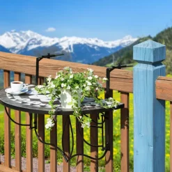 tectake Balkongmöbler>Hängande balkongbord med vikbart mosaikmönster 75x65x62cm svart/vit