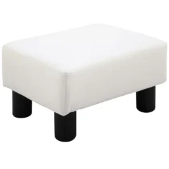 QINGMING Pallar>HOMCOM Chesterfield fotpall konstläder vit 40x30x24cm