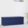 vidaXL Kistor & Koffertar>Hopfällbar förvaringsbänk blå konstlinne