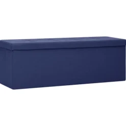 vidaXL Kistor & Koffertar>Hopfällbar förvaringsbänk blå konstlinne