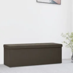 vidaXL Kistor & Koffertar>Hopfällbar förvaringsbänk mörkbrun konstlinne