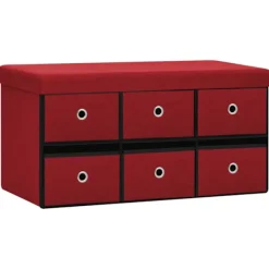 vidaXL Kistor & Koffertar>Hopfällbar förvaringsbänk vinröd 76x38x38 cm konstlinne