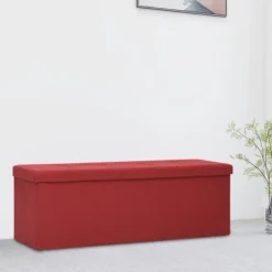 vidaXL Kistor & Koffertar>Hopfällbar förvaringsbänk vinröd konstlinne