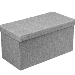 Northix Kistor & Koffertar>Hopfällbar ottomansk förvaringsbänk med vadderad sits, ljusgrå