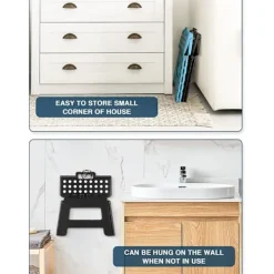 Balkongmöbler>Hopfällbar Pall, Portabel Halkfri Yta för Barn och Vuxna, Kraftig Hopfällbar Pall med Bärhandtag