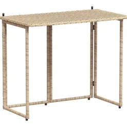 vidaXL Balkongmöbler>hopfällbart trädgårdsbord beige 90x51x75 cm konstrotting
