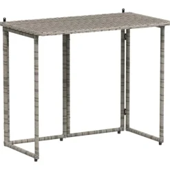 vidaXL Balkongmöbler>Hopfällbart trädgårdsbord grå 90x51x75 cm konstrotting