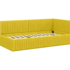 vidaXL Sängar>Hörn Sängram med huvudgavel Gul 90 cm x 190 cm Sammet