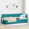 vidaXL Sängar>Hörn Sängram med huvudgavel Turkos 80 cm x 200 cm Sammet