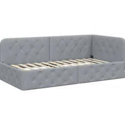 vidaXL Sängar>Hörn Sängram med huvudgavel Ljusgrå 90 x 190 cm tyg