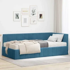 vidaXL Soffor>Hörn Sängram med Madrass med madrass 2 pcs Blå Sammet