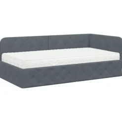 vidaXL Sängar>Hörn Sängram med madrass Mörkgrå 90 x 200 cm Sammet